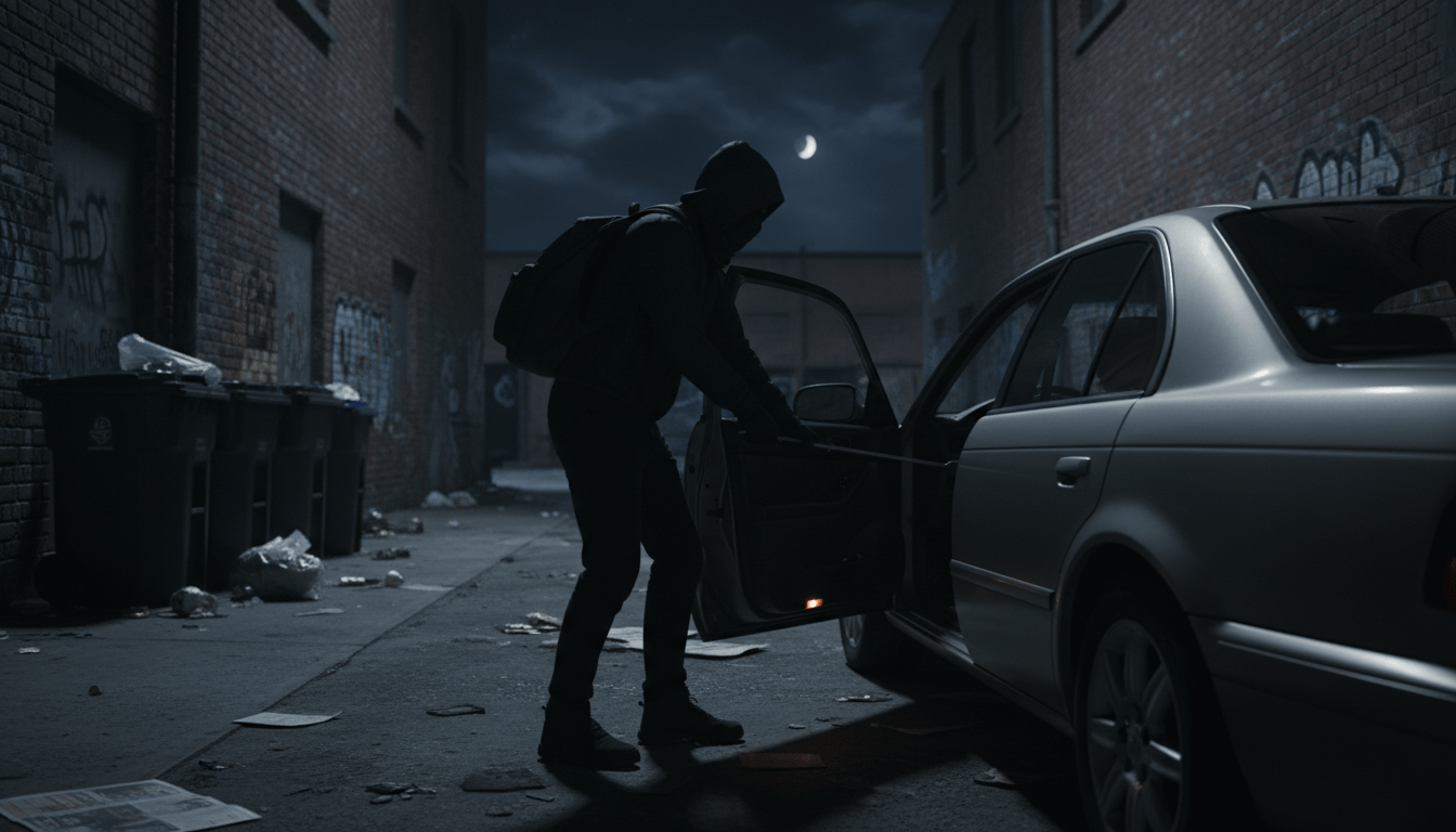 Burglar Breaking into Vehicle in Plano, TX