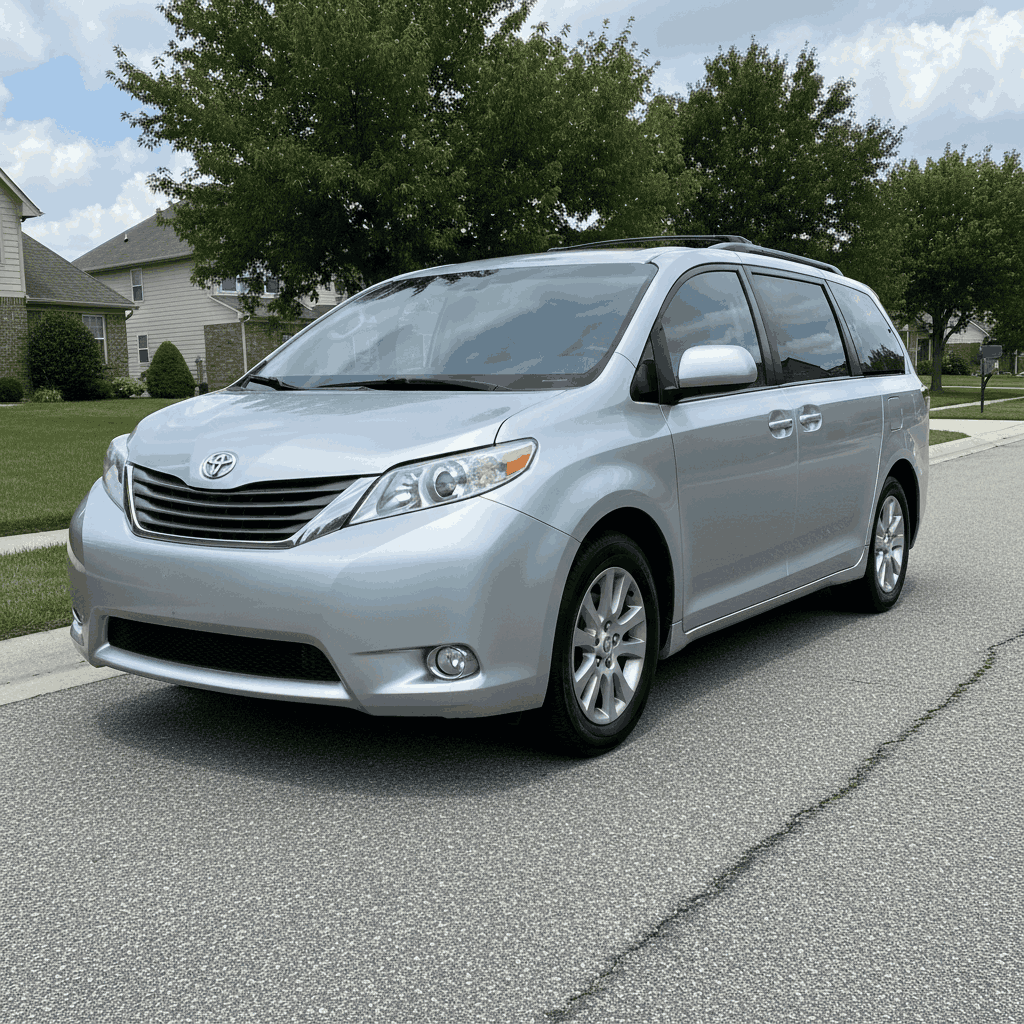 2014 Toyota Sienna with front tire wear being that needs to be inspected for uneven tread.
