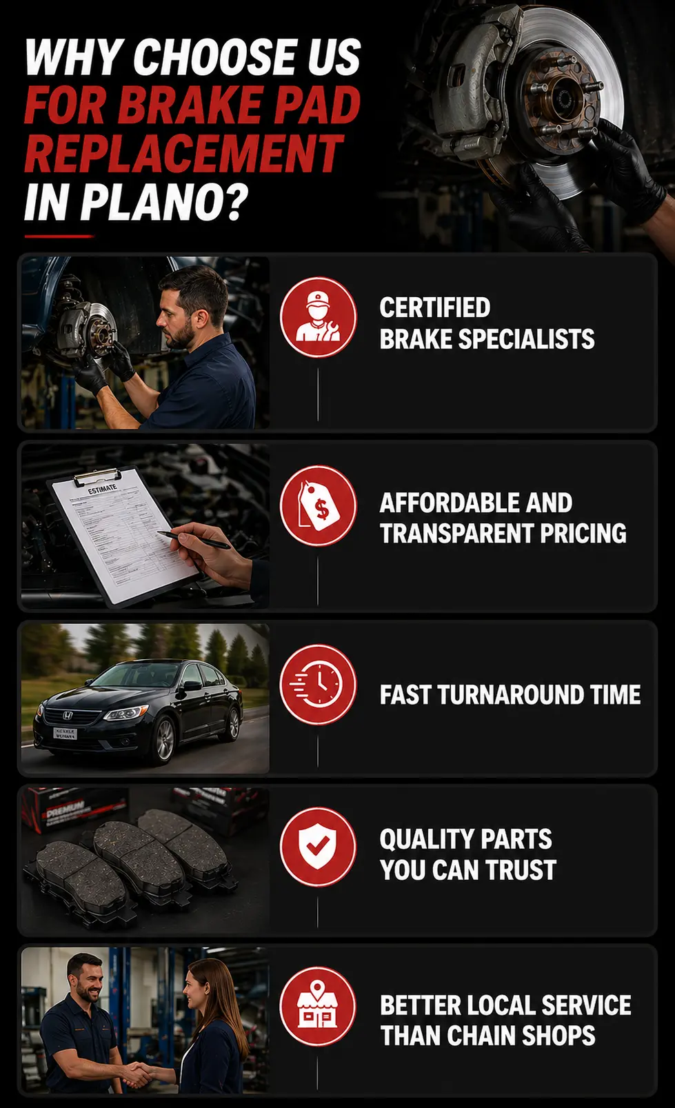 Brake Pad Replacement in Plano