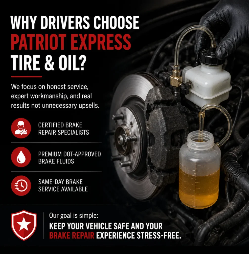 Drivers Choose Patriot Express Tire & Oil Brake Fluid Flush in Plano
