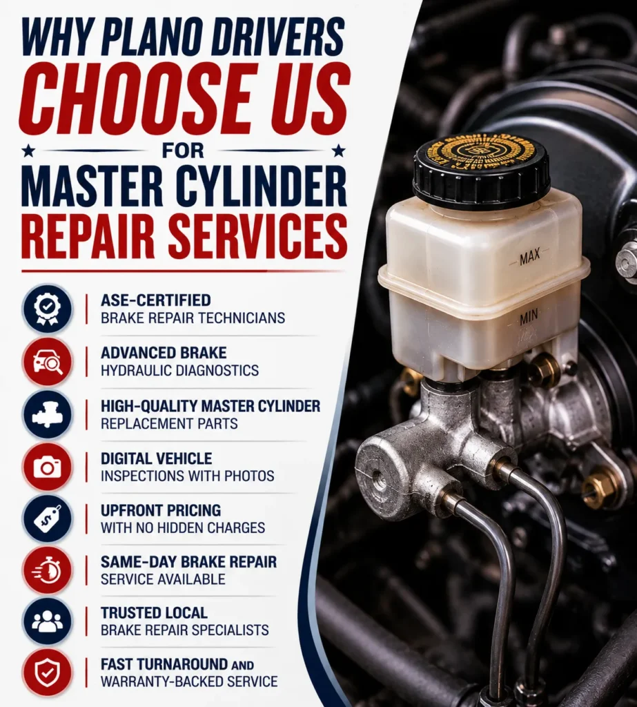 Plano Drivers Choose Us for Master Cylinder Repair Services
