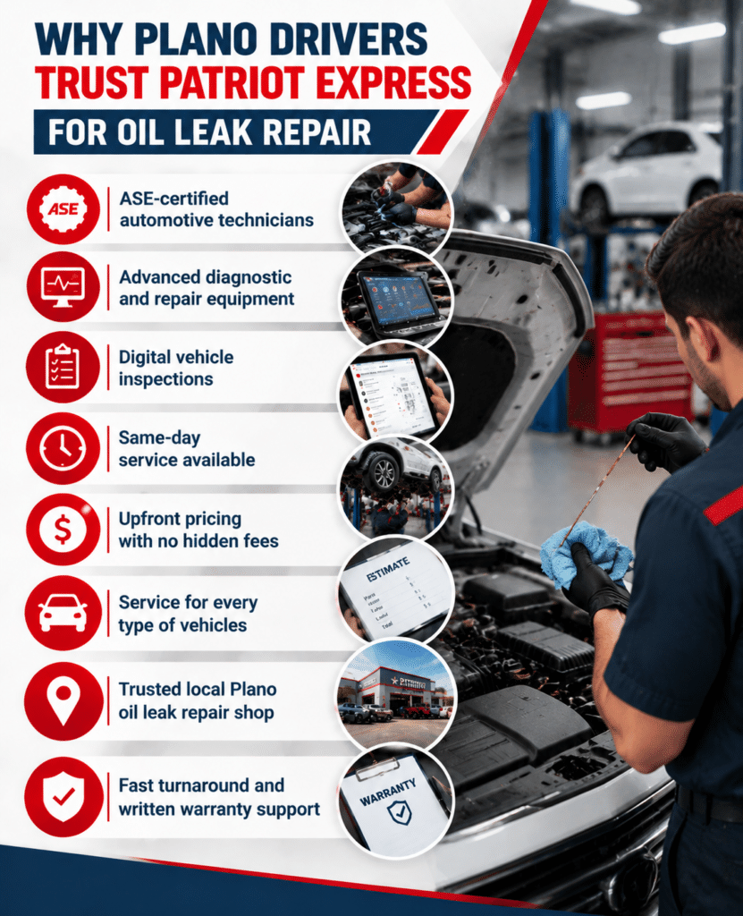 why plano deriver choose patriot express for oil leak repair