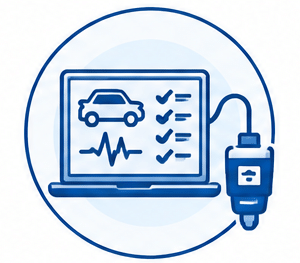 Engine diagnostic testing with professional automotive diagnostic equipment
